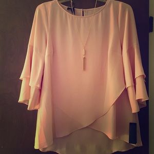Ladies NWT AGB Pink Flutter Sleeve Blouse